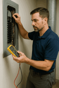 Home Inspector Meriden CT testing electrical system during home inspection